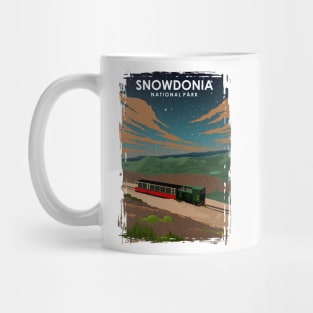 Snowdonia National Park Wales UK Travel Poster at Night Mug